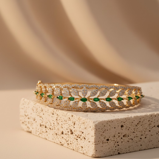 Captivating Bangle Emerald Green CZ Pave