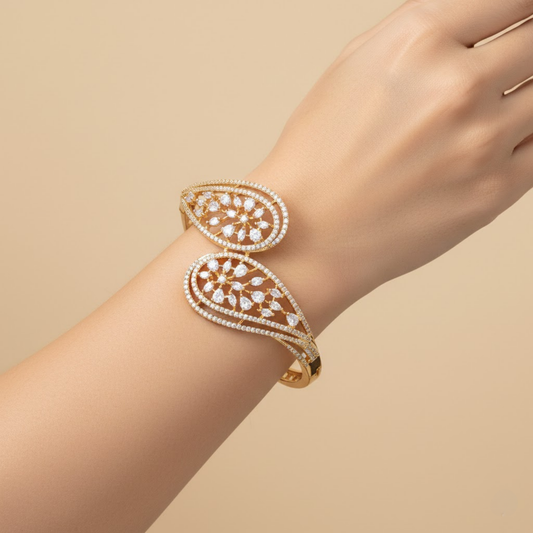 Double Teardrop Openwork Bangle