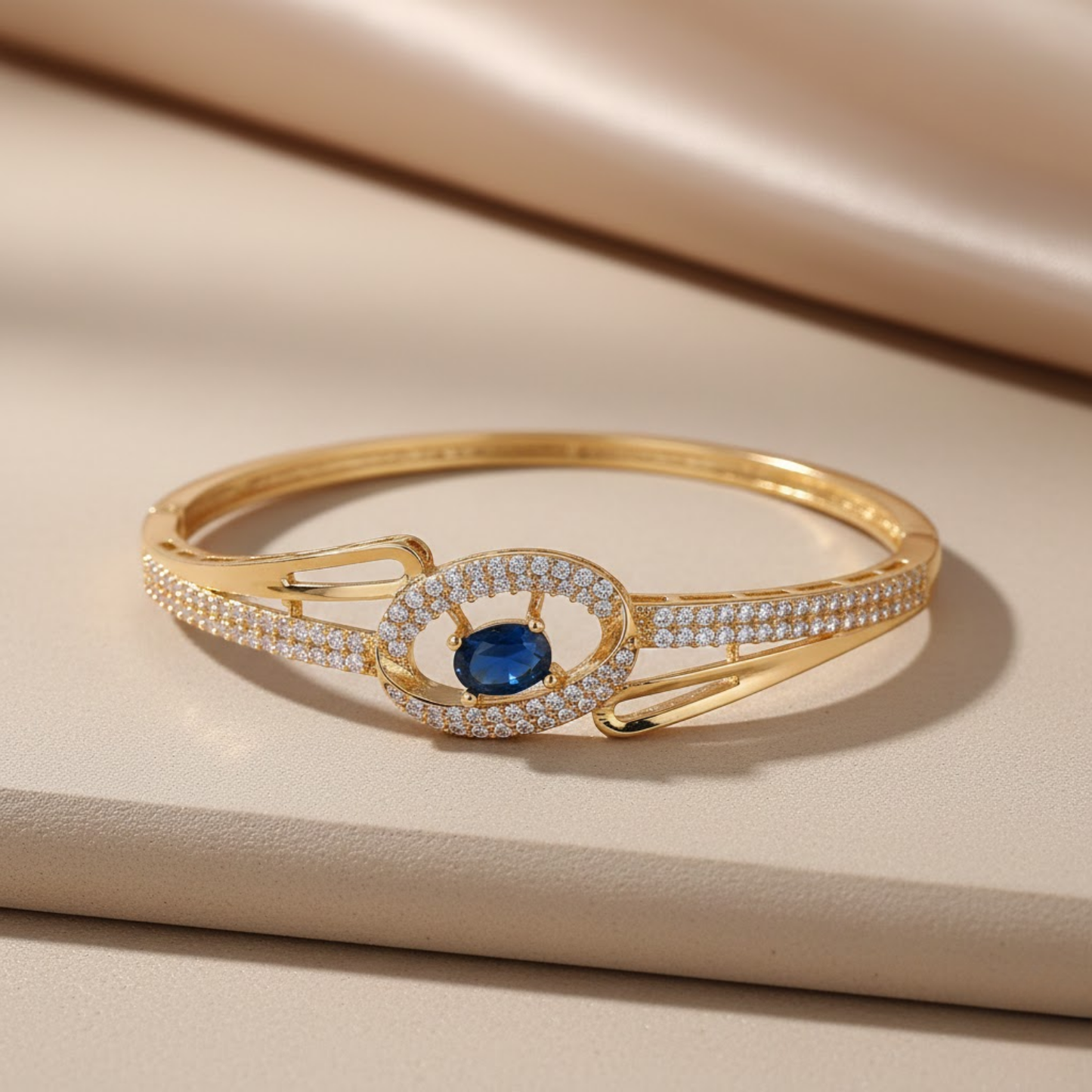 Oval Sapphire CZ Bangle