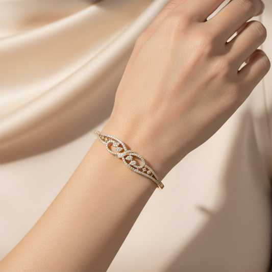 White Stone Gold Plated Bangle