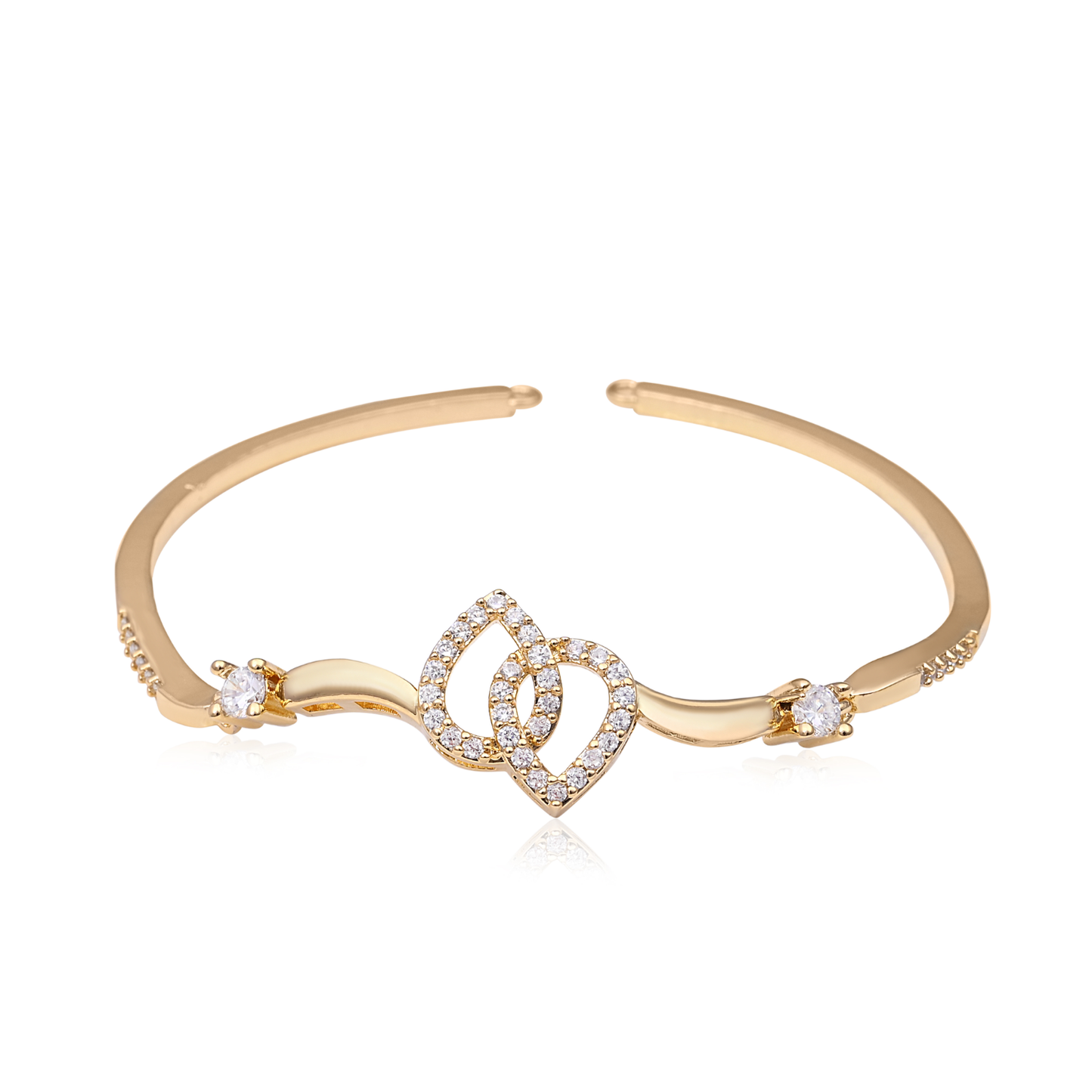 Interlocking Heart CZ Bangle