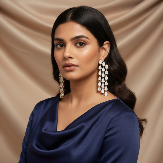 Triple Tier CZ Drop Earrings