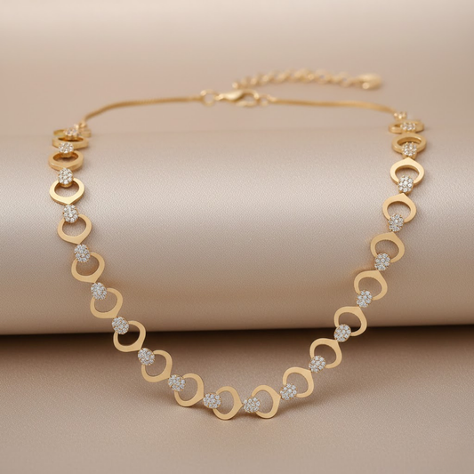 Interlocking Circle Links Necklace Set