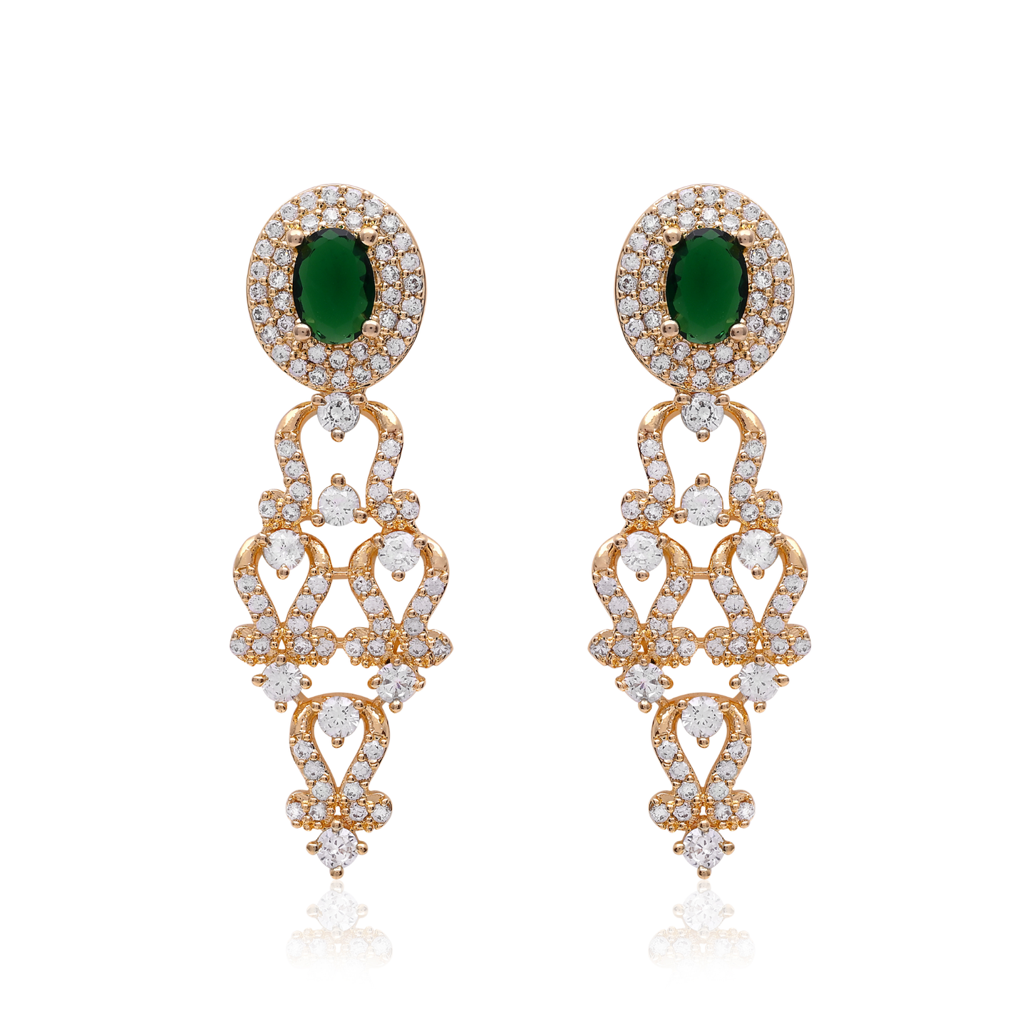 Dual Layer Emerald Color Rani Haar Necklace Set