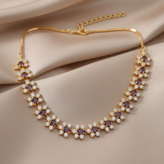 Sequential Smoky Color Star Motif Necklace Set