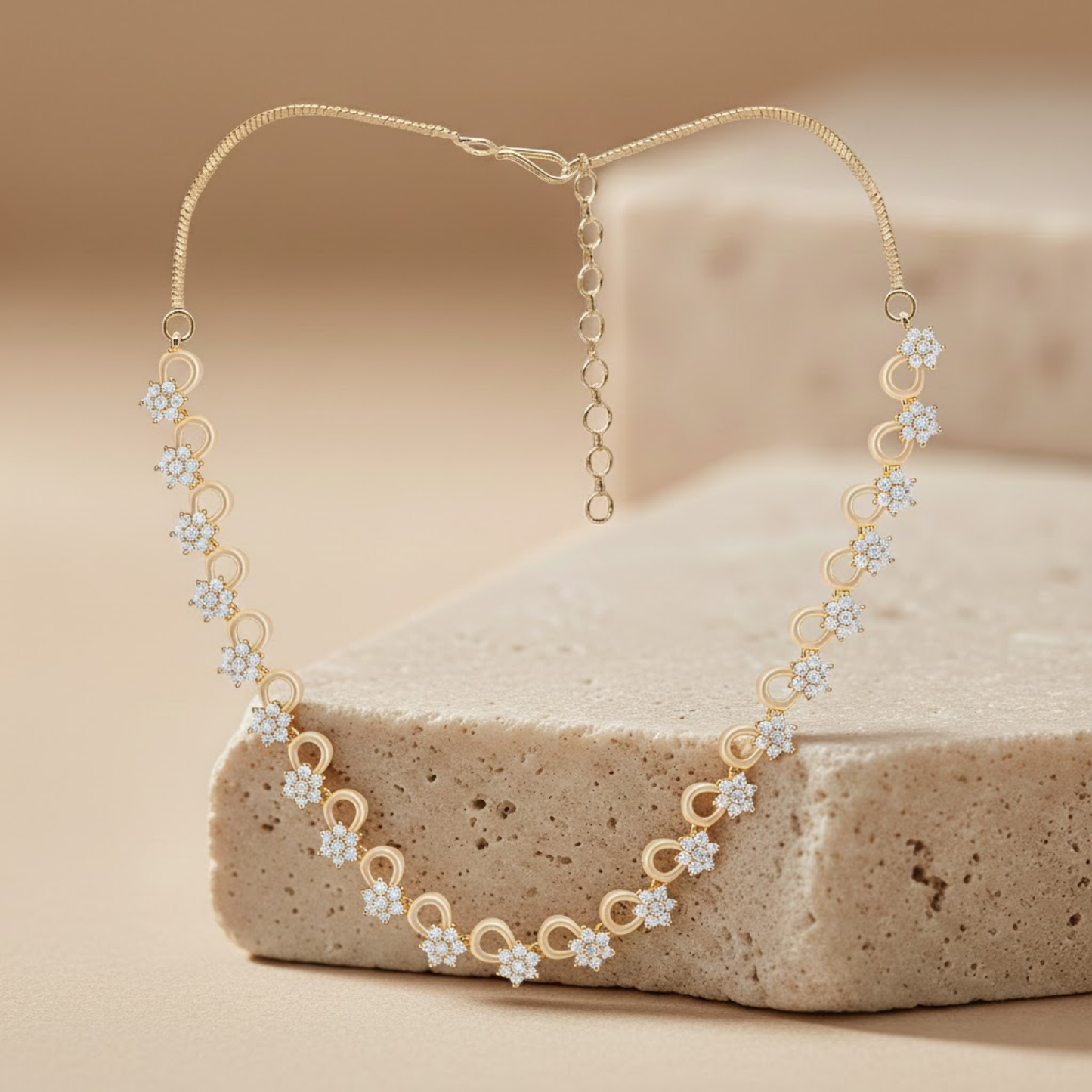 Floral Infinity CZ Necklace