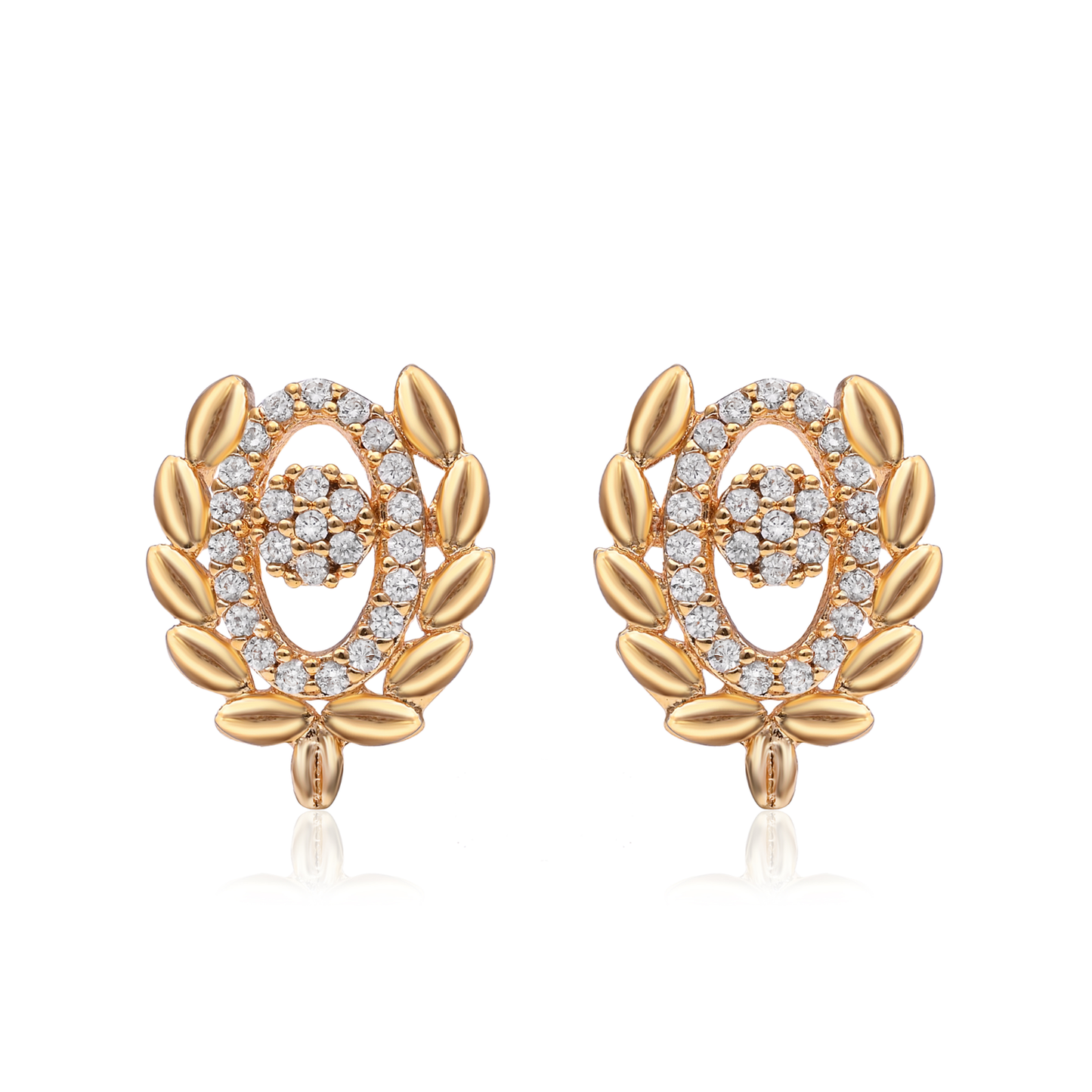 Oval Leaf White Color Pendant Set