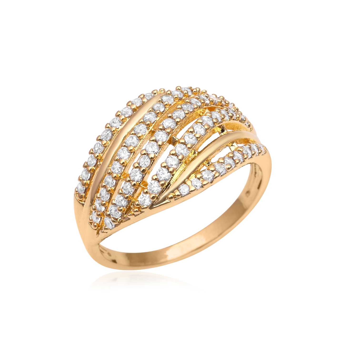 Multi Layer White Color Dome Ring