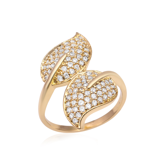 Leaf Motif White Color Cocktail Ring