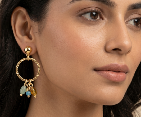 Hoop Earrings With Multicolor Beads
