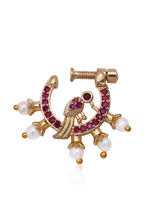 Peacock Pearl Accent Nose Pin By 2wist Designs