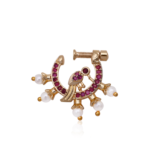 Peacock Pearl Accent Nose Pin