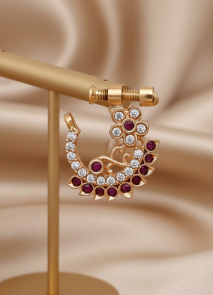 Maroon White Stone Nath Nose Pin By 2wist Designs