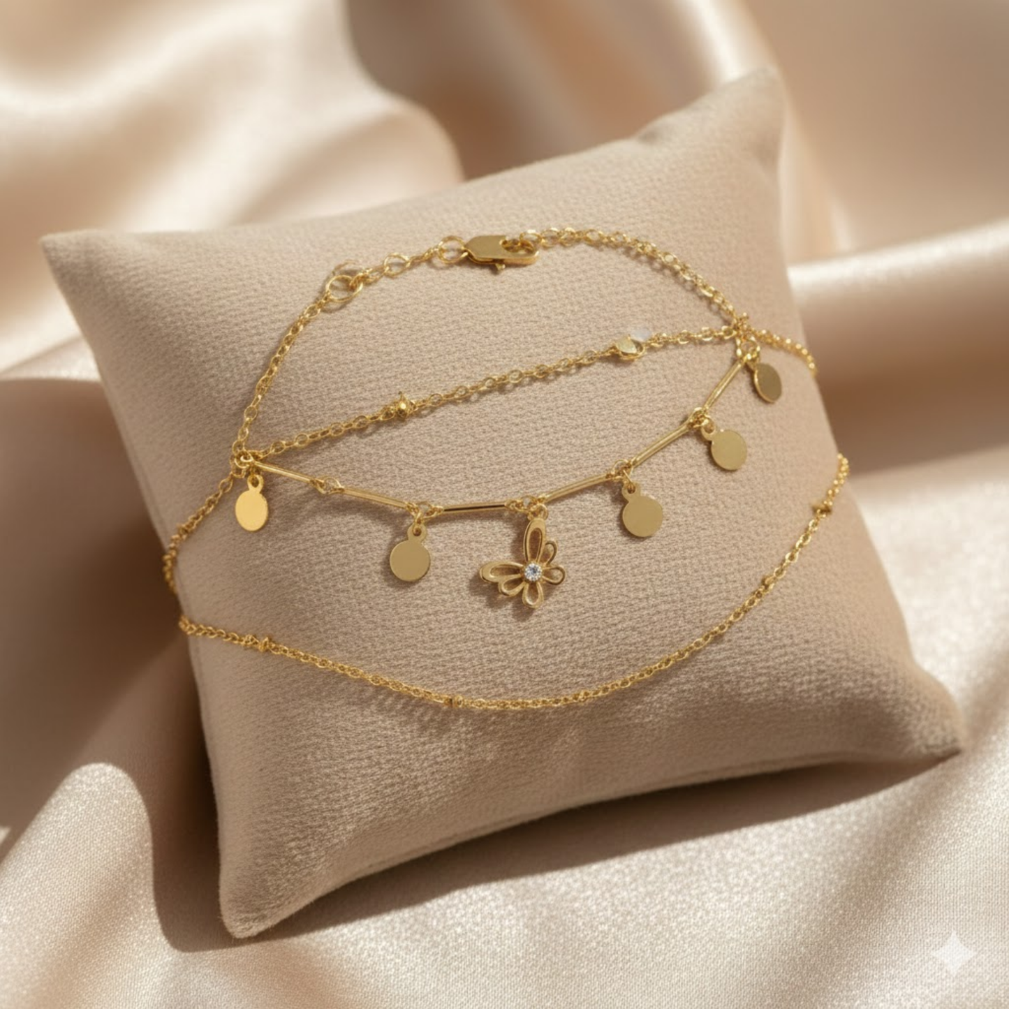 Butterfly Disc Charm Bracelet Set