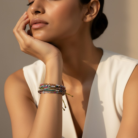 Pink Blue Seed Bead Layered Bracelet By 2wist Designs