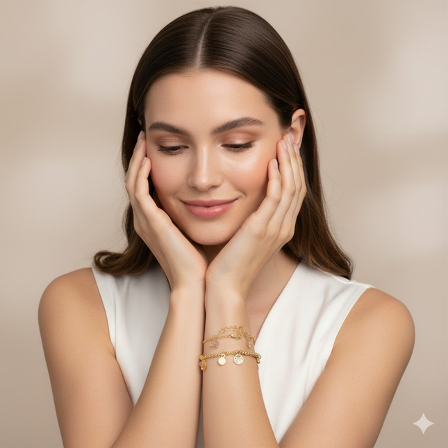 Gold Plated Geometric Charm Bracelet