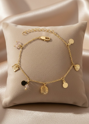 Multi Charm Hammered Disc Bracelet By 2wist Designs