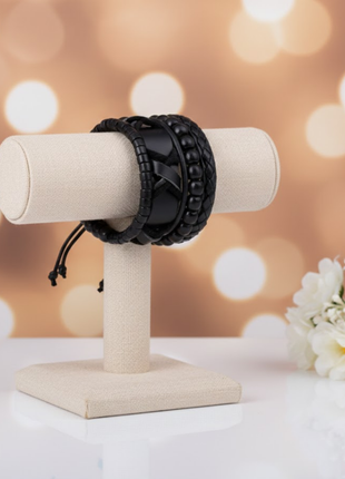 Black Multi Strand Leather Bracelet By 2wist Designs