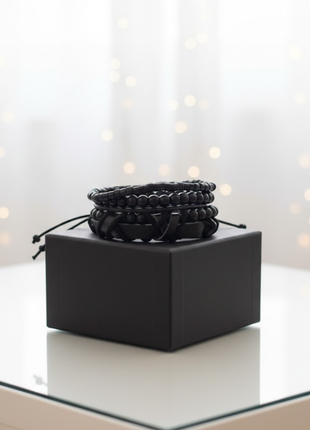 Black Multi Strand Leather Bracelet By 2wist Designs