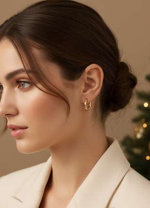 Gold Tone Plated High Polished Minimalist Slim Huggie Hoop Earrings Fashion Jewellery 2wist Desings