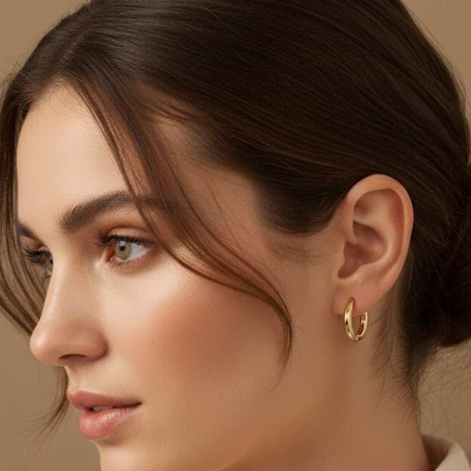 Gold Plated High Polished Minimalist Slim Huggie Hoop