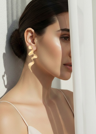 Abstract Wavy Ribbon Earrings By 2wist Designs