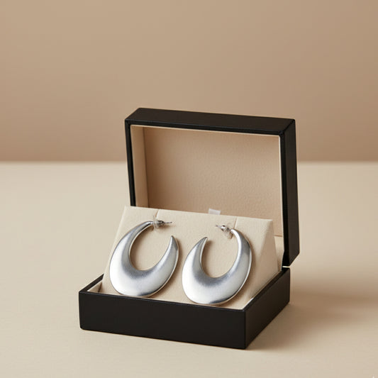 Silver Color Earrings Matte Resin Leather