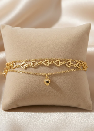 Double Layer Heart Charm Bracelet By 2wist Designs