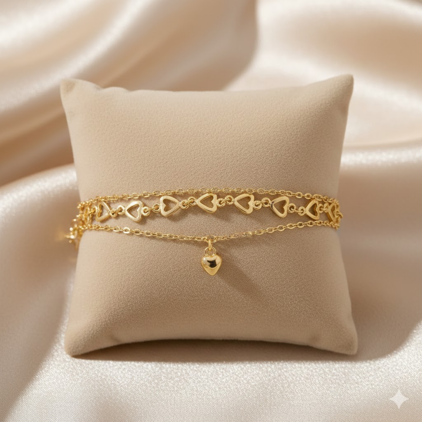Double Layer Heart Charm Bracelet