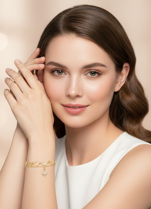 Double Layer Heart Charm Bracelet By 2wist Designs