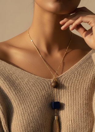 Geometric Cube Tassel Y Necklace By 2wist Designs