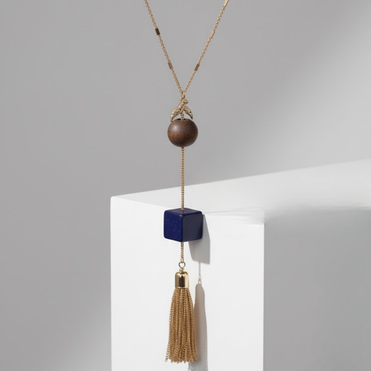 Geometric Cube Tassel Y Necklace By 2wist Designs