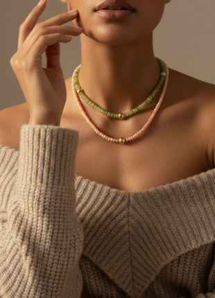 Double Layer Aventurine Moonstone Necklace By 2wist Designs