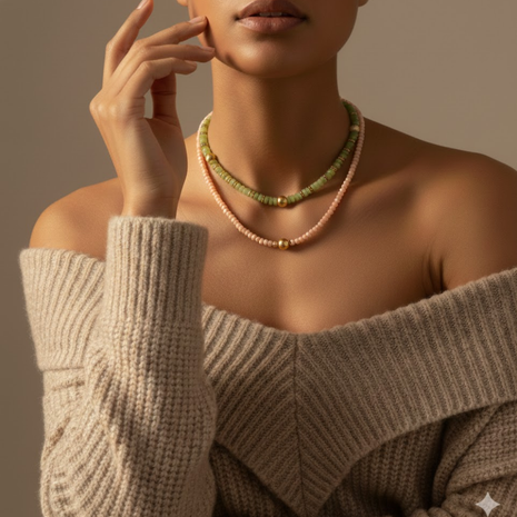 Double Layer Aventurine Moonstone Necklace By 2wist Designs