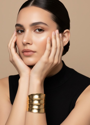 Hammered Gold Wide Cuff Bracelet By 2wist Designs