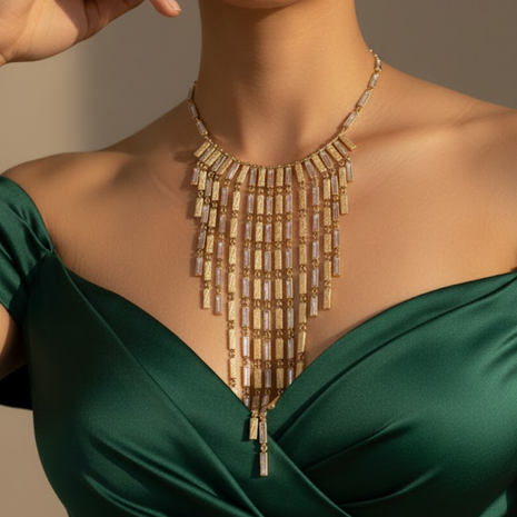 Geometric Fringe Statement Necklace By 2wist Designs