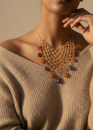 Resin Drop Mesh Statement Necklace By 2wist Designs