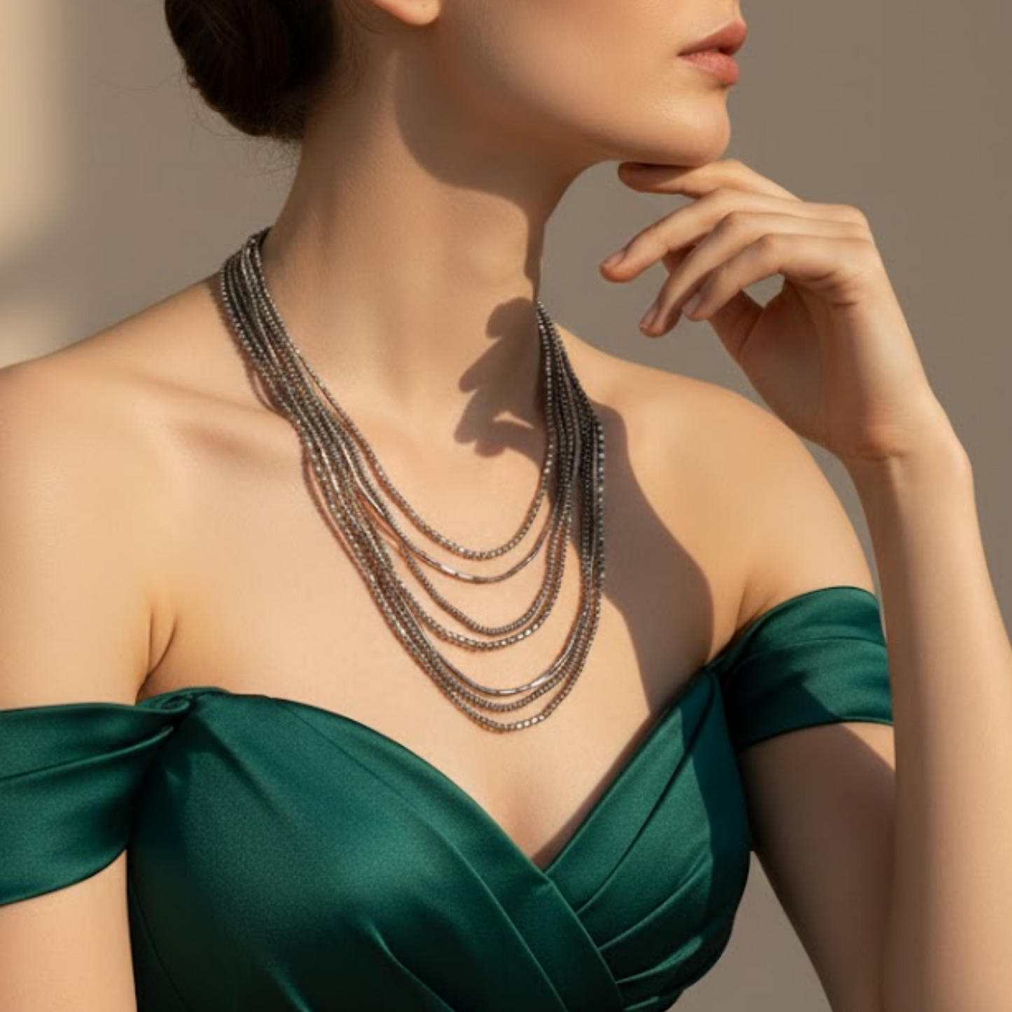 Multi Strand Rolo Chain Necklace