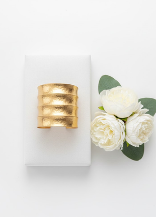 Hammered Gold Wide Cuff Bracelet By 2wist Designs