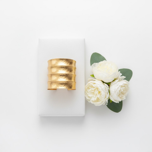 Hammered Gold Wide Cuff Bracelet