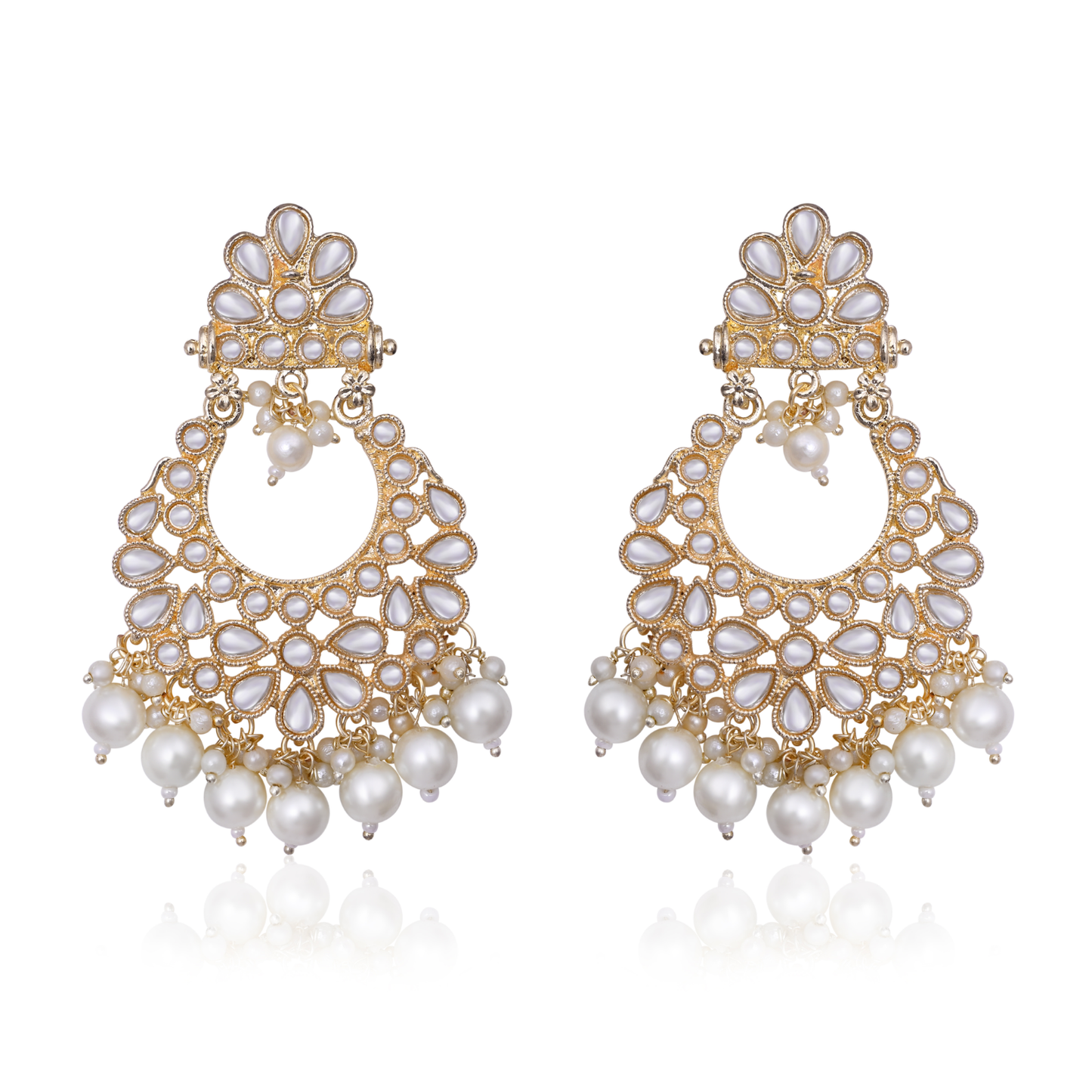 Pearl Accent Chandbali Earrings