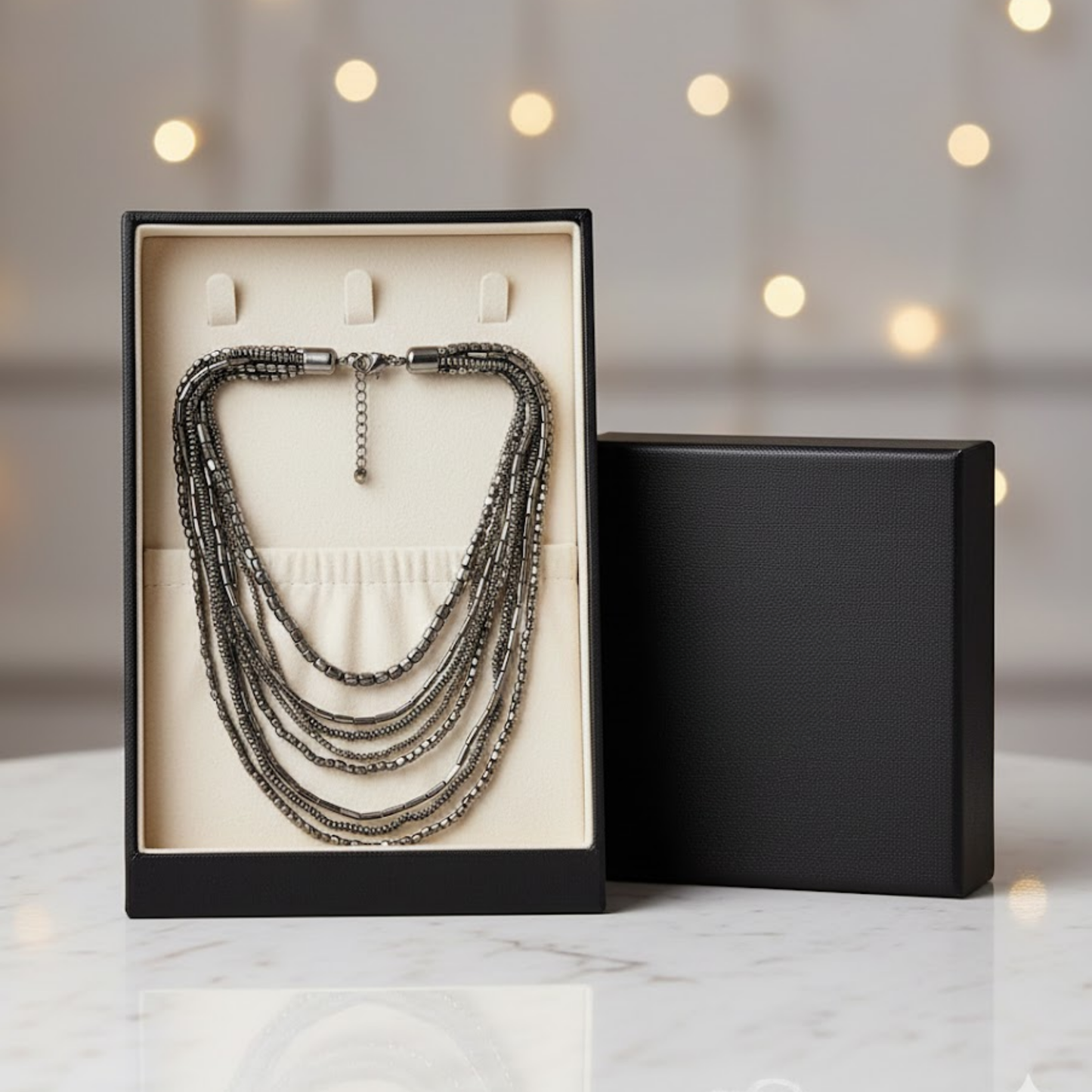 Multi Strand Rolo Chain Necklace