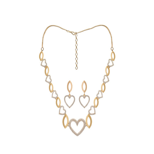 Interlocking Heart Marquise Links Necklace Set