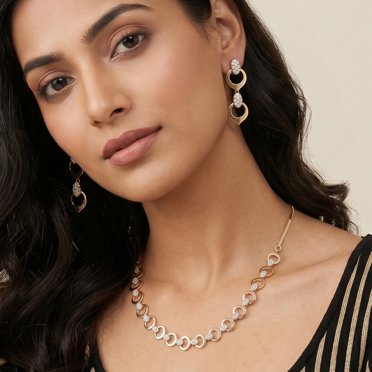 Interlocking Circle Links Necklace Set