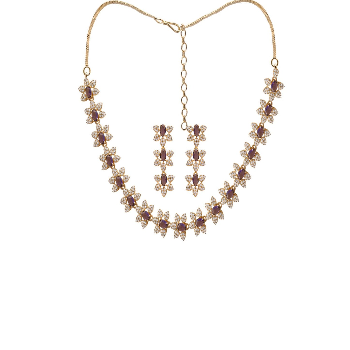 Sequential Smoky Color Star Motif Necklace Set