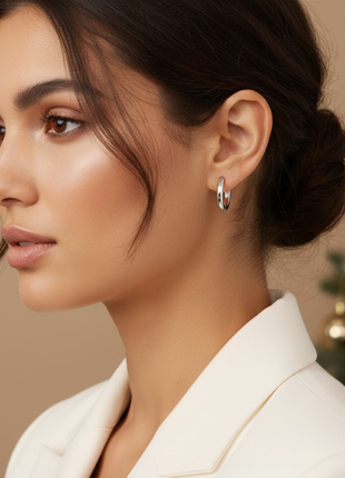 Classic Silver Huggie Hoop Earrings for Women Smooth high-polish finish By 2wist Designs