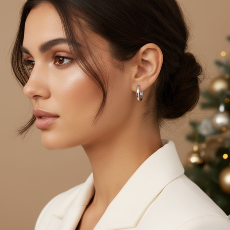 Classic Silver Huggie Hoop Earrings for Women Smooth high-polish finish By 2wist Designs