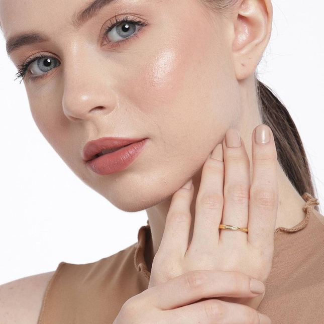 Crossover CZ Band Ring in Gold Finish