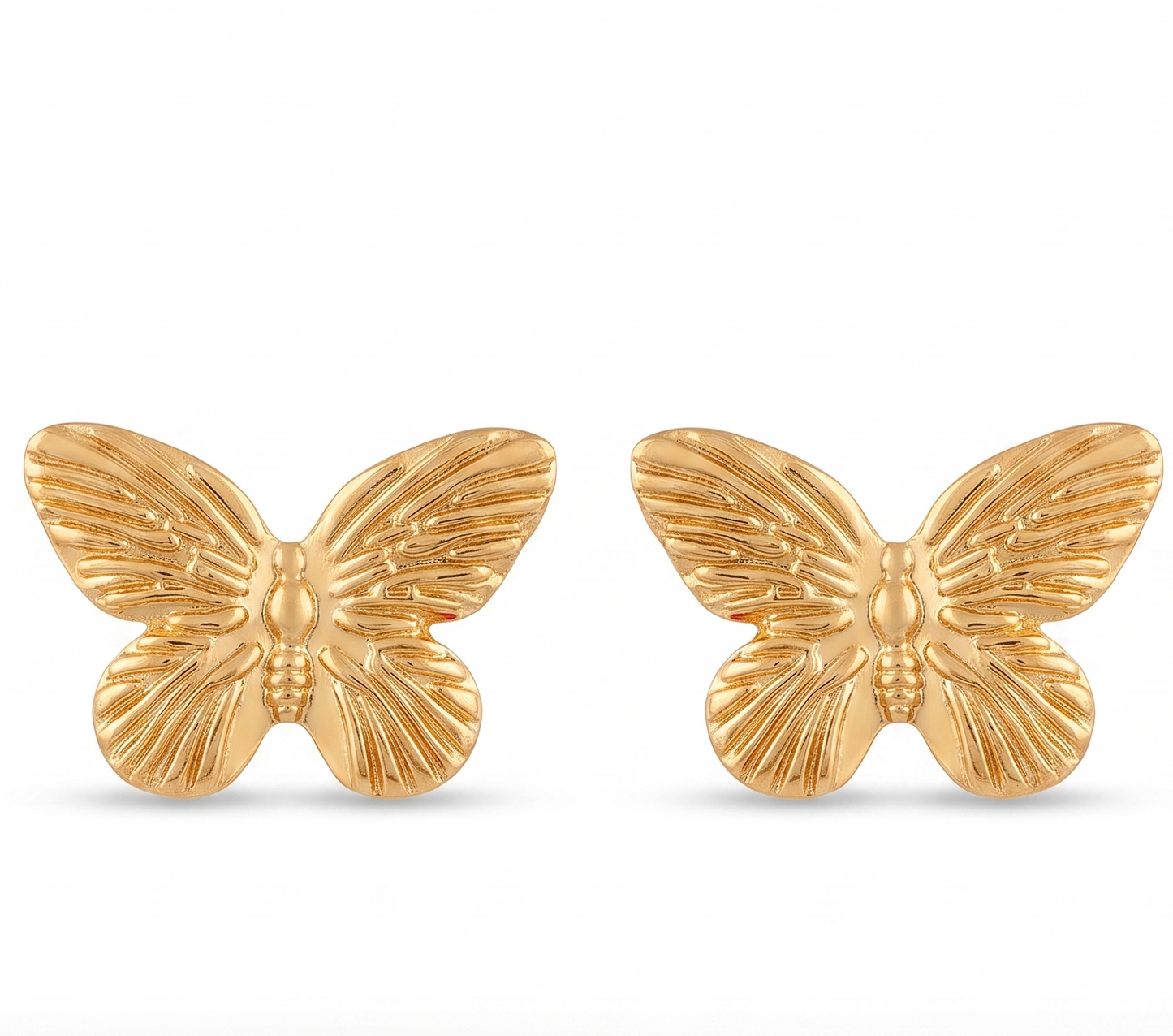 Gold Toned Brass Butterfly Necklace, Earrings And Charm Set