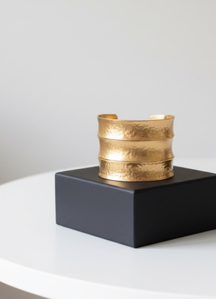 Hammered Gold Wide Cuff Bracelet By 2wist Designs